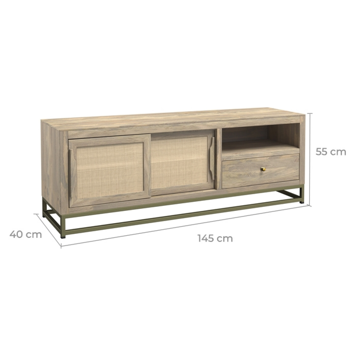 Meuble TV ajouré en bois de manguier 150 cm - Jaya