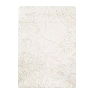 Drap plat satin de coton imprimé blanc beige Flower power white