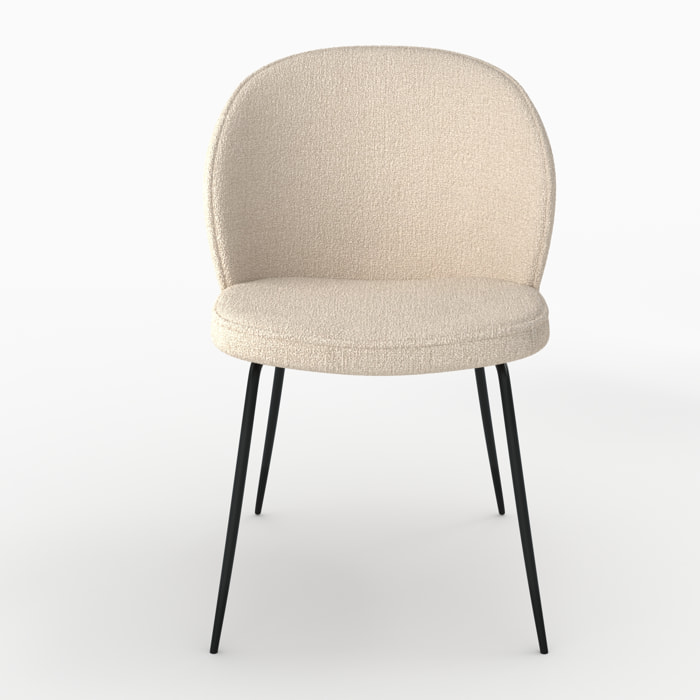 Chaise en tissu bouclé beige et pieds en métal - Groom