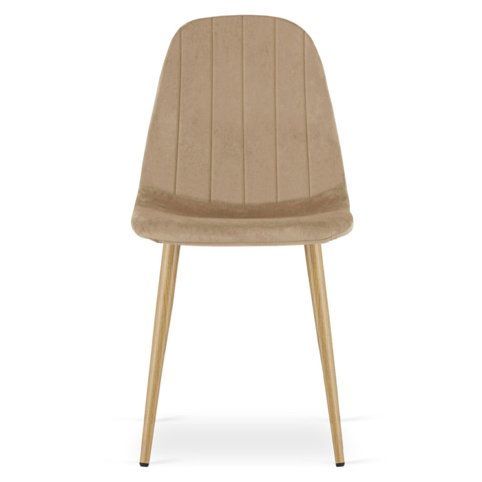 Sedia Padva in velluto marrone con gambe effetto rovere