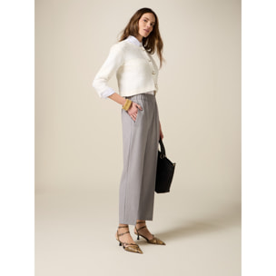 Oltre - Pantalones carrot en tejido mélange - Gris