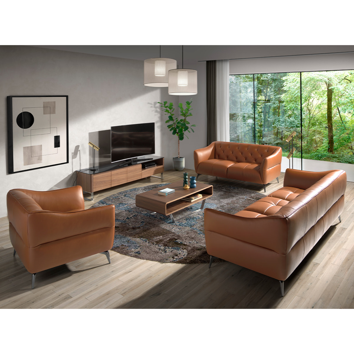 Sofá 2 plazas Angel Cerda en piel de vacuno 171x95x77cm