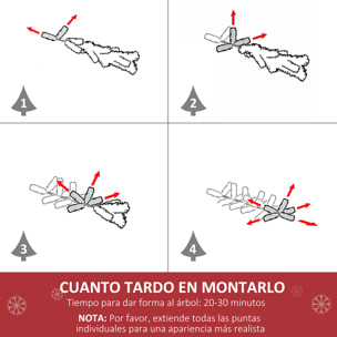 árbol de Navidad Artificial Altura 150 cm Ignífugo con 502 Ramas 150 Luces LED