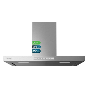 Cecotec Hotte aspirante en T Bolero Flux TT 908000 Slim Glass White A++