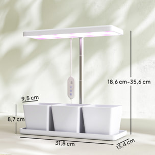 Lámpara de Planta Interior, 30 LED, Luz de Crecimiento de Espectro Completo, Ajustable en Altura con Temporizador Automático 8/12/16/24H, 5 de Brillo y 3 Cajas para Invernadero, Jardín