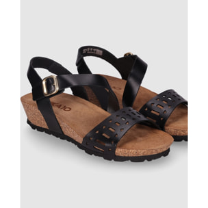 Sandalias de Piel - Negro - Tacón: 3 cm