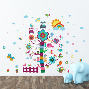 Stickers muraux | Sticker Mural Autocollant - ENFANT ARBRE MAGIQUE - adhésifs fond transparent