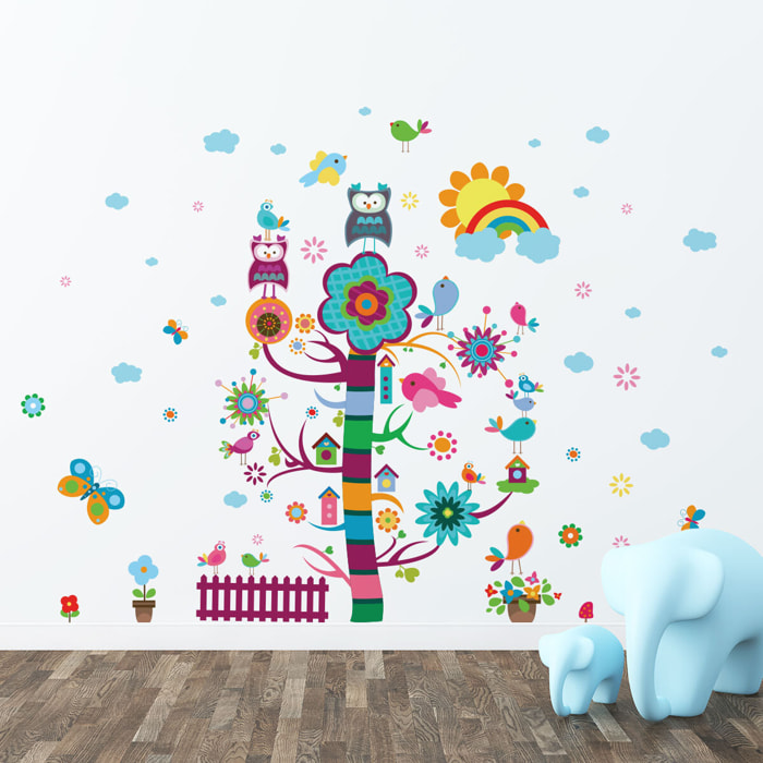 Stickers muraux | Sticker Mural Autocollant - ENFANT ARBRE MAGIQUE - adhésifs fond transparent