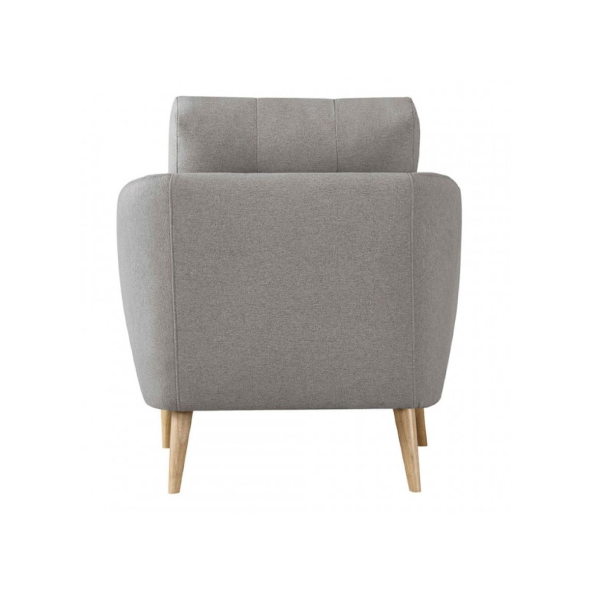 Fauteuil en tissu gris capitonné avec piètement en bois massif - SIENNA