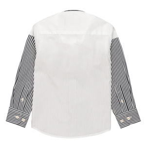 Camicia a righe con logo ricamato sul petto