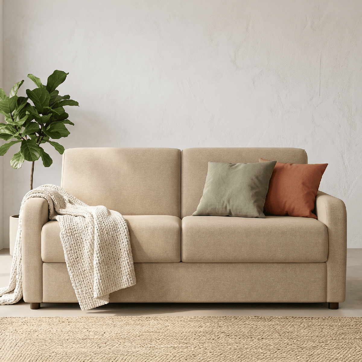 Canapé droit convertible 3 places en tissu chenille - ouverture express - LUMIO
