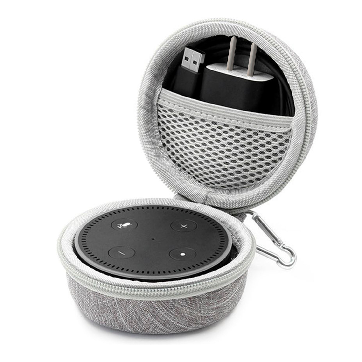 DAM Funda protectora semirrígida de nailon para Amazon Echo Dot (Gen 2) 9x6x9 Cm. Color: Gris