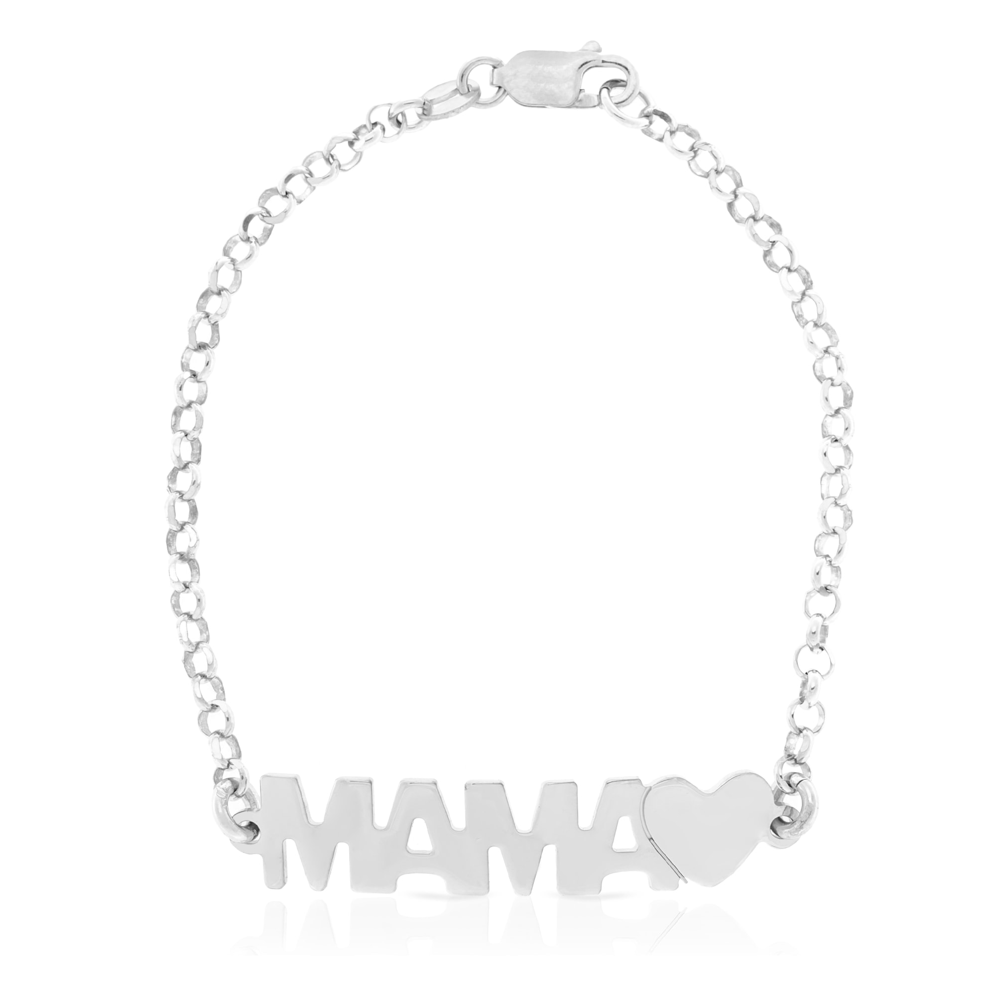 Pulsera de Plata de Ley 925 con inserción de colgante MAMA+CORAZON CIRCONITAS