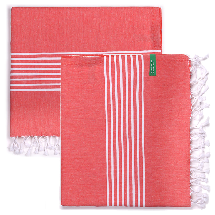 SET 2 TOALLAS BENETTON HAMMAN 80X165CM 170GSM 100%ALGODON ROJO  BENETTON