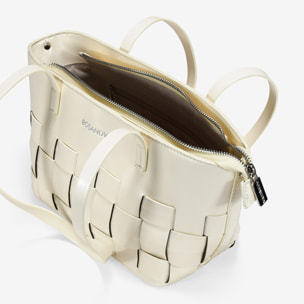 Bolso de hombro beige con trenzado