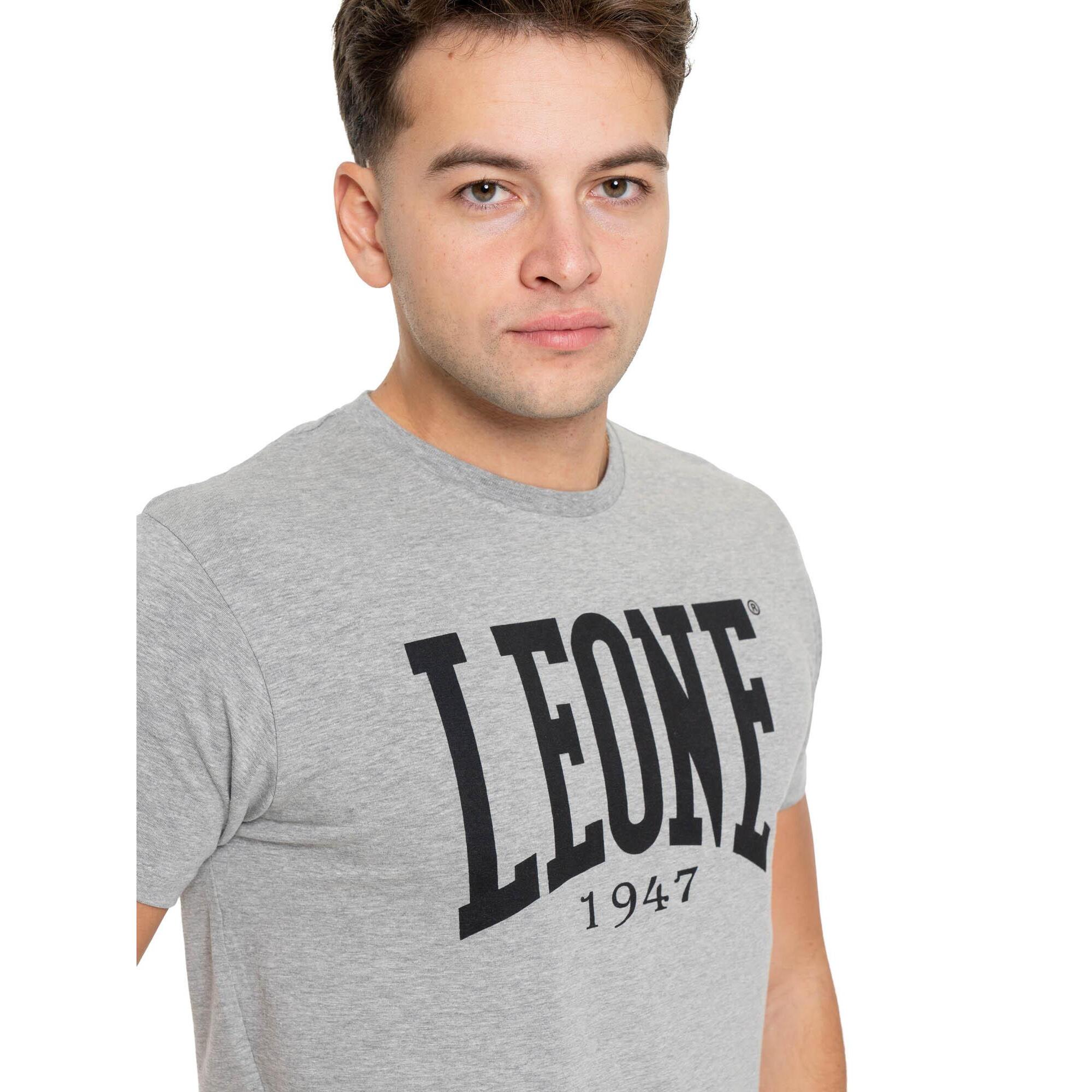 Camiseta básica de algodón elástico de manga corta con logo Leone 1947