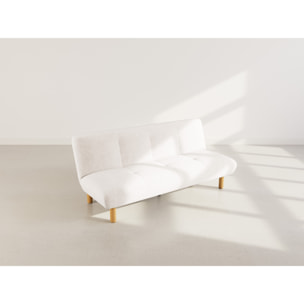 Soan - Banquette 2 places convertible clic-clac en velours texturé - Beige