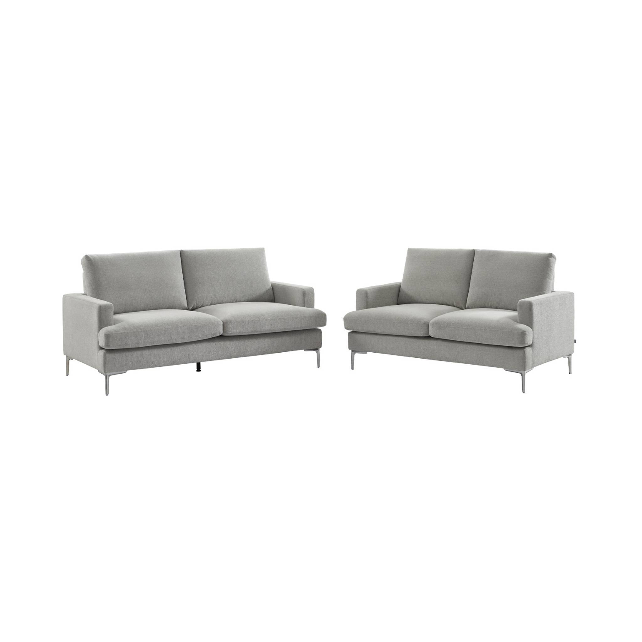 Canapé 2 places en tissu gris clair L 143 x P 90 x H 89cm - Hans