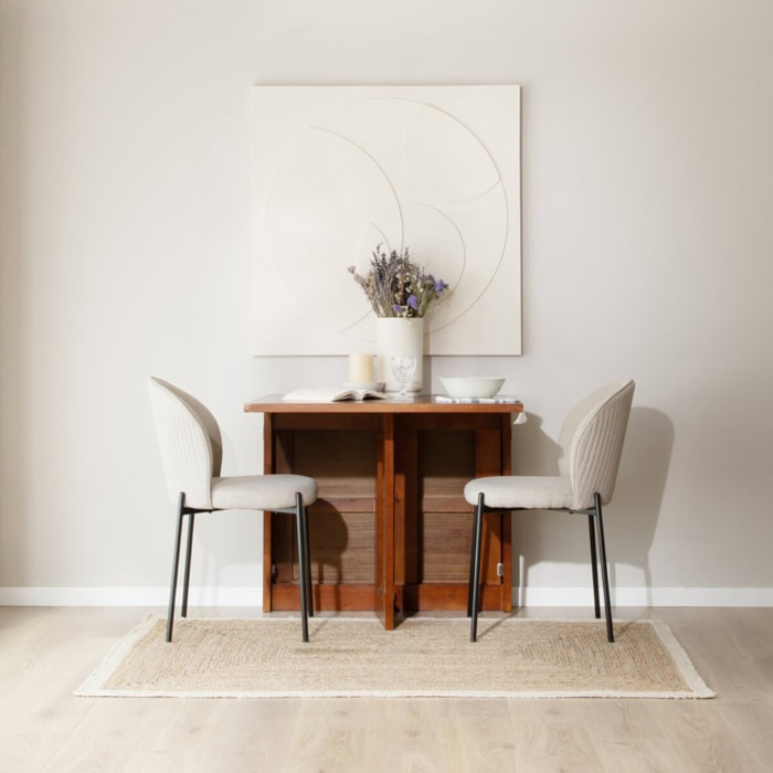 Table à manger pliante Tan -bois massif de mindi et placage naturel de mindi-couleur teck 160 x 78 x 90 cm