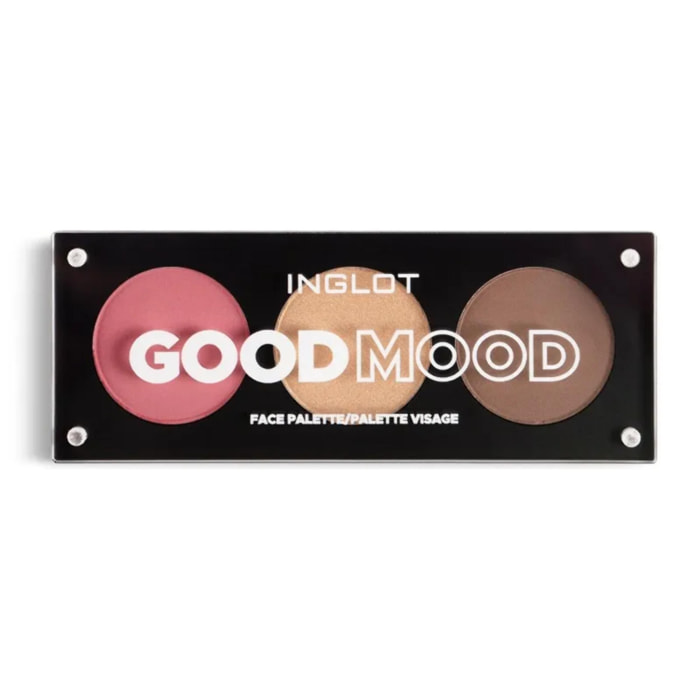 INGLOT GOOD MOOD Face Palette, Paleta de Contouring, Iluminador, Colorete, Un contorno perfecto, Ya combinados para que el look quede con las tonalidades que más se adaptan a tu piel, Bronceador + Iluminador + Rubor. (7Gr).