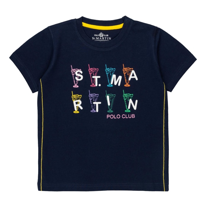 T-shirt jersey con stampa high density Polo Club St Martin Blu