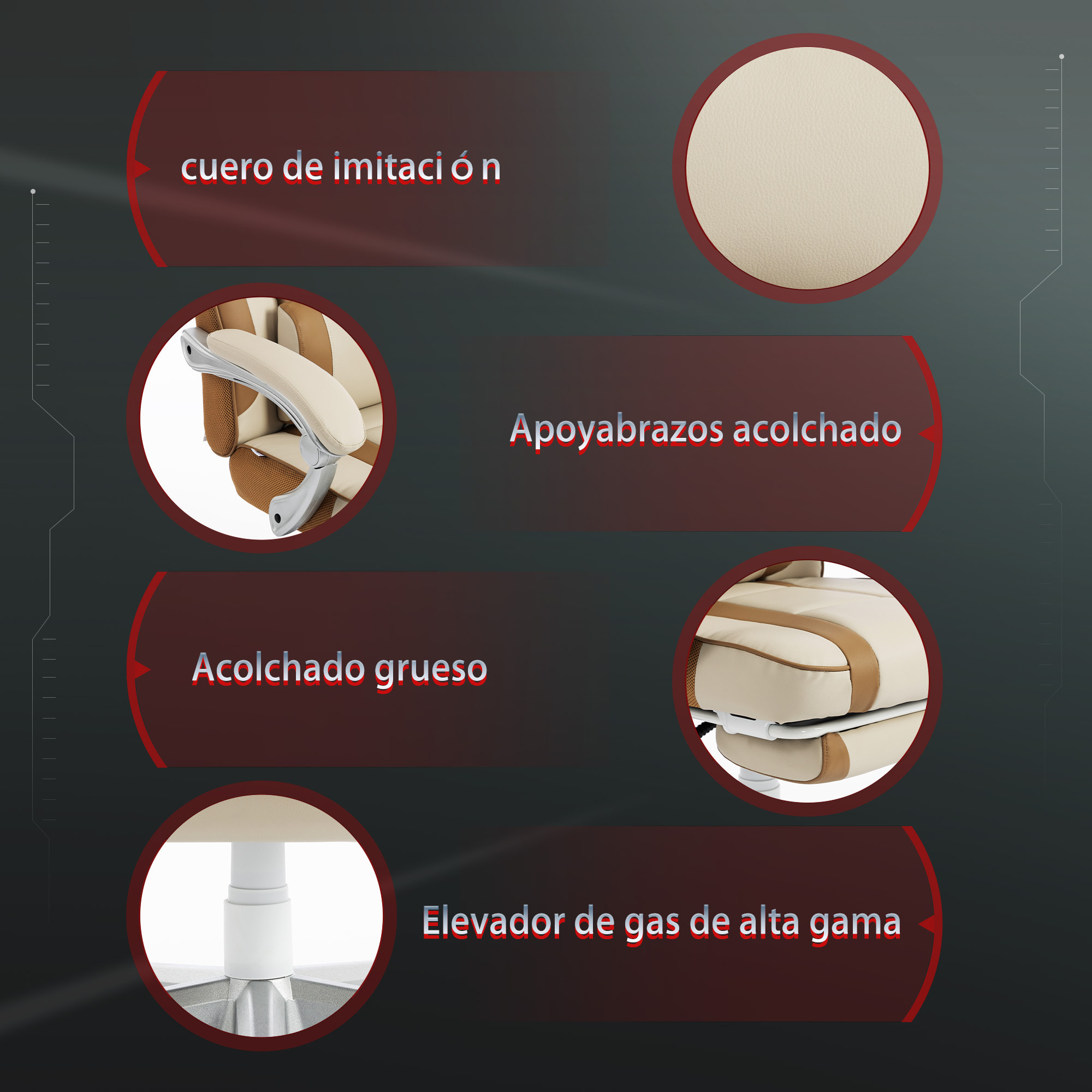 Silla Gaming, Silla Gamer Reclinable, con Altura Ajustable, Reposapiés Retráctil, Soporte Lumbar y Reposacabezas Desmontable, para Oficina, Estudio, Crema