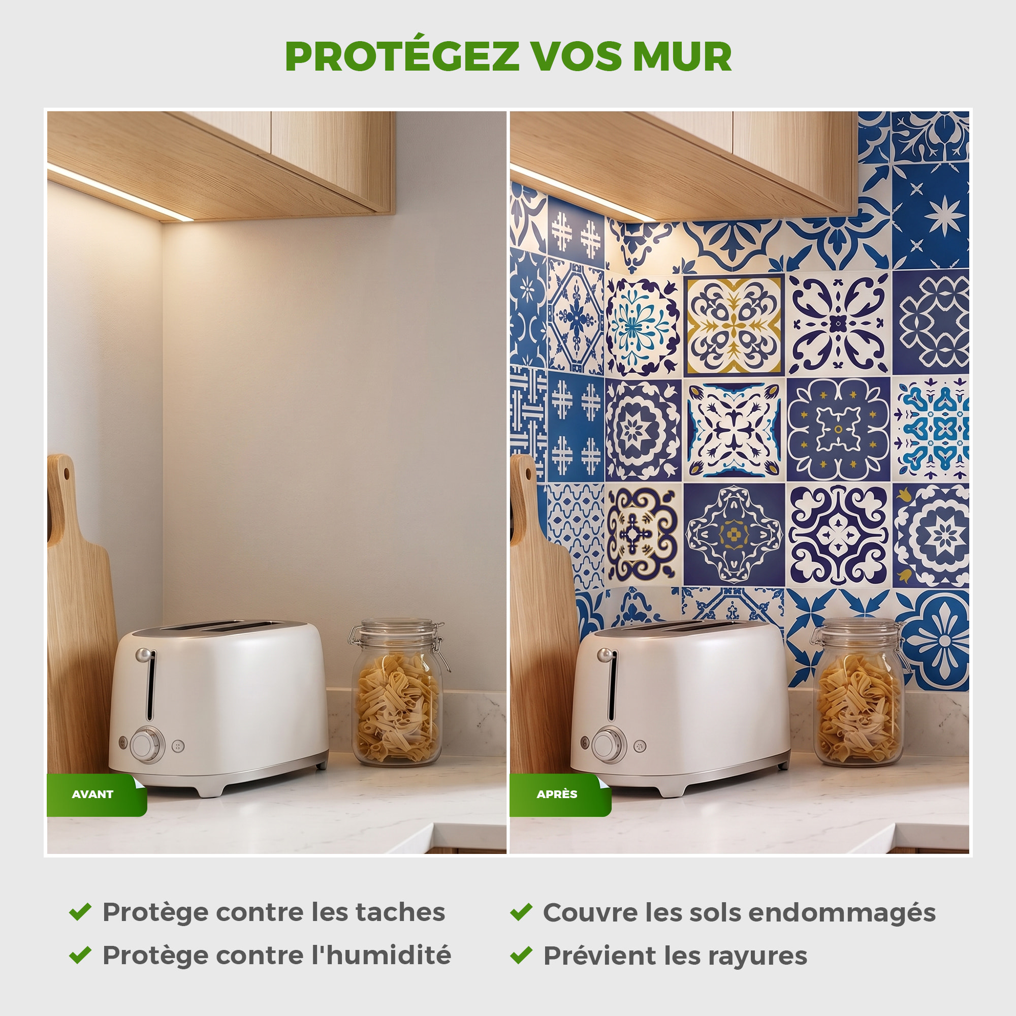 Stickers muraux - Sticker Mural Carrelage adhésif Cuisine Salle de Bain - 12 STICKERS CARRELAGES AZULEJOS JANEIRO