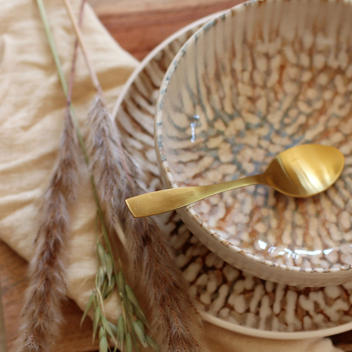 Lot de 6 coupelles 600ml en grès marron et beige AMBRE