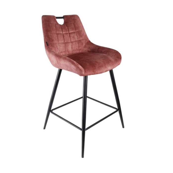 Chaise de bar en velours avec poignée et pieds en métal - ROSA 2