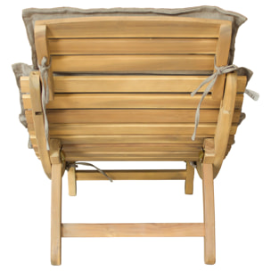 Bain de soleil pliant en acacia KOMODO - coussin sable