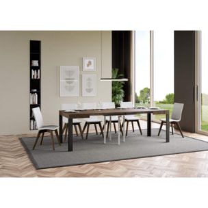 Tavolo allungabile 90x90/246 cm Linea Noce telaio Antracite