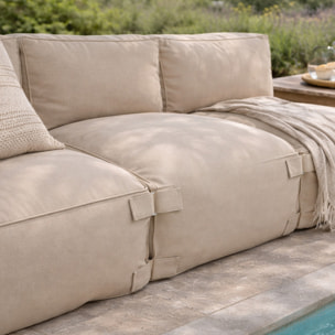 VERONE Salon de jardin modulable 3 places beige en tissu déperlant