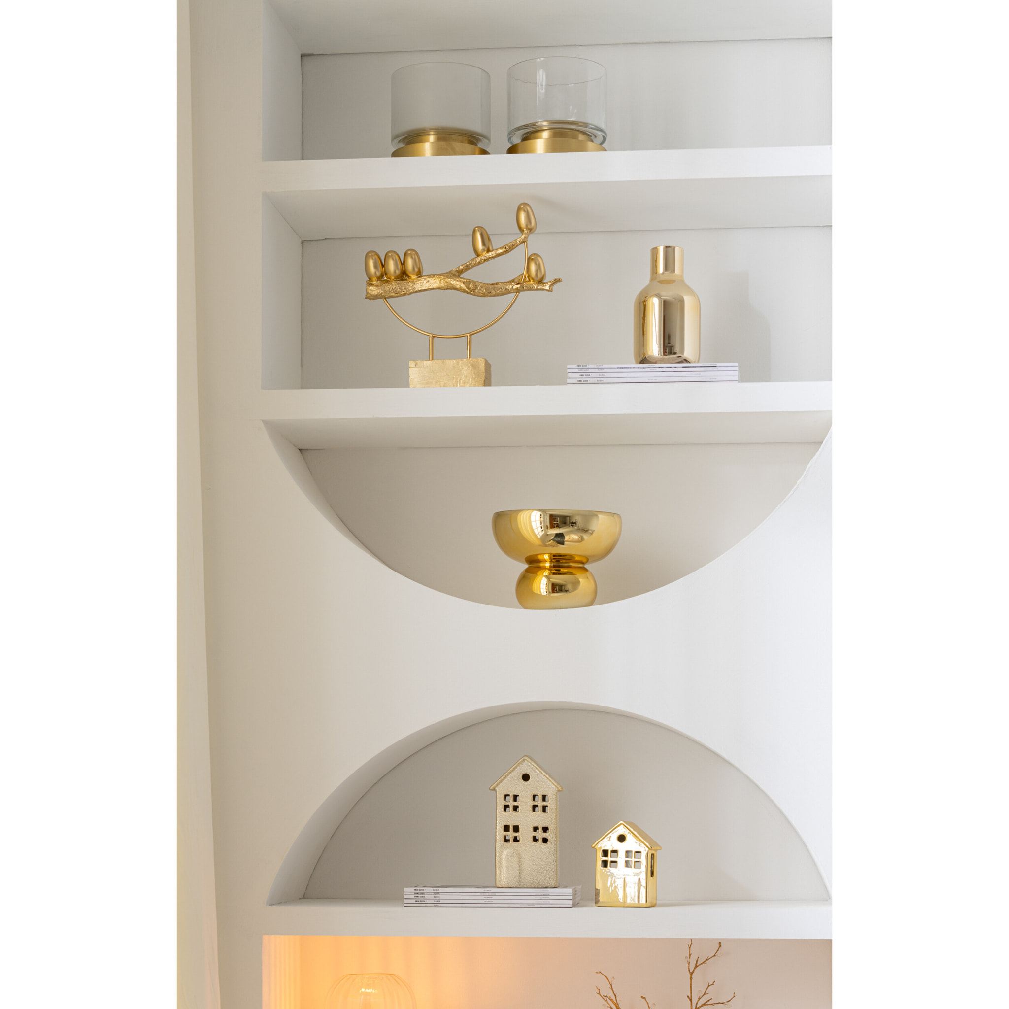 J-Line photophore/vase Pia - verre/cuivre - transparent/or - small - 2 pièces  -  Ø 18 cm