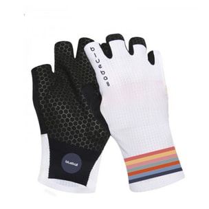 Guantes cortos de ciclismo unisex BLUEBALL Pavé Grip - Blanco con arcoíris fino