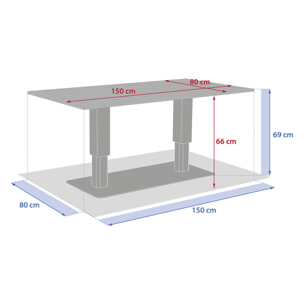 Table de jardin relevable rectangulaire "Salimia" avoine 150 x 80 x 69cm en aluminium