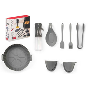 Set de 8 utensilios de silicona para freidora de aire.