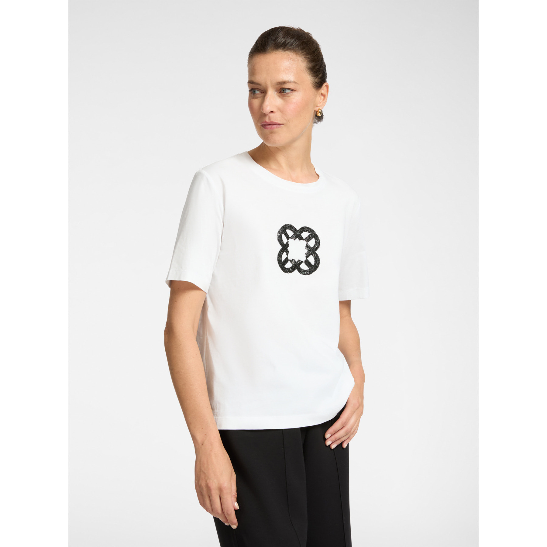 Elena Mirò - T-shirt relaxed fit con ricamo Monogram - Bianco