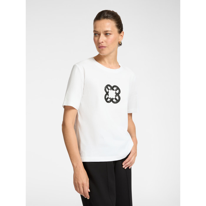 Elena Mirò - T-shirt relaxed fit con ricamo Monogram - Bianco