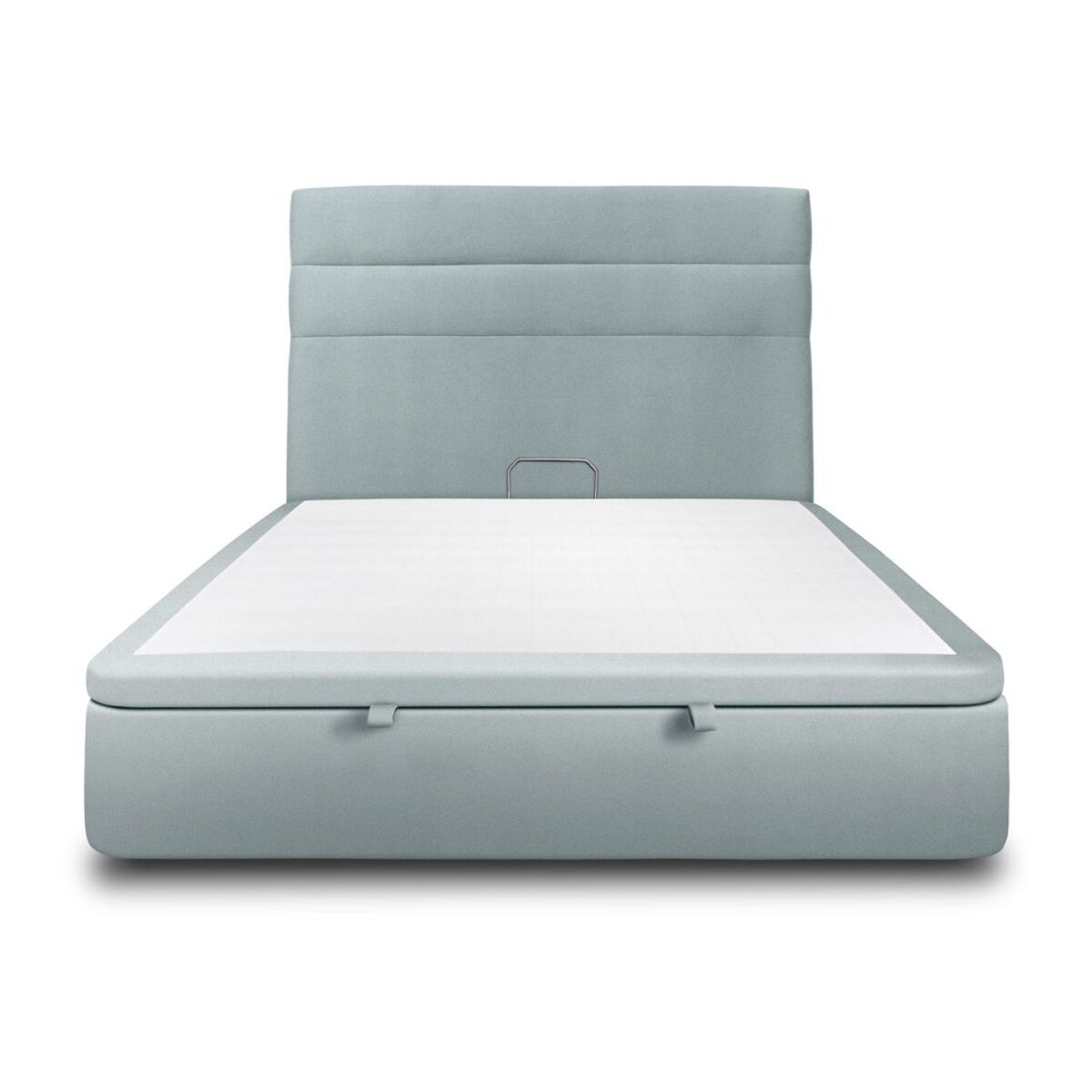 Lit avec sommier et tête de lit à lignes - Tissu velours au style chic - Adapté à tous les matelas, montage rapide - Esprit hôtel - Rangement XXL - Hauteur Totale : 39cm