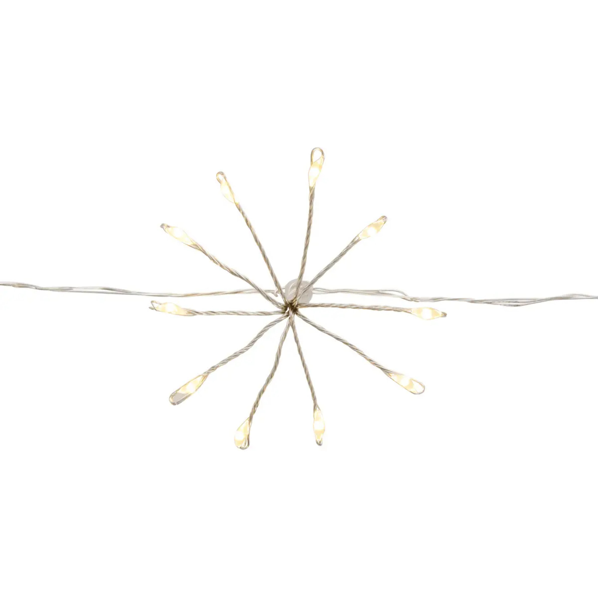 Guirlande lumineuse à pompons d'intérieur 4 m 400 LED blanc chaud fil cuivre à piles