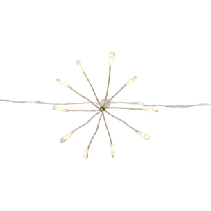 Guirlande lumineuse à pompons d'intérieur 4 m 400 LED blanc chaud fil cuivre à piles