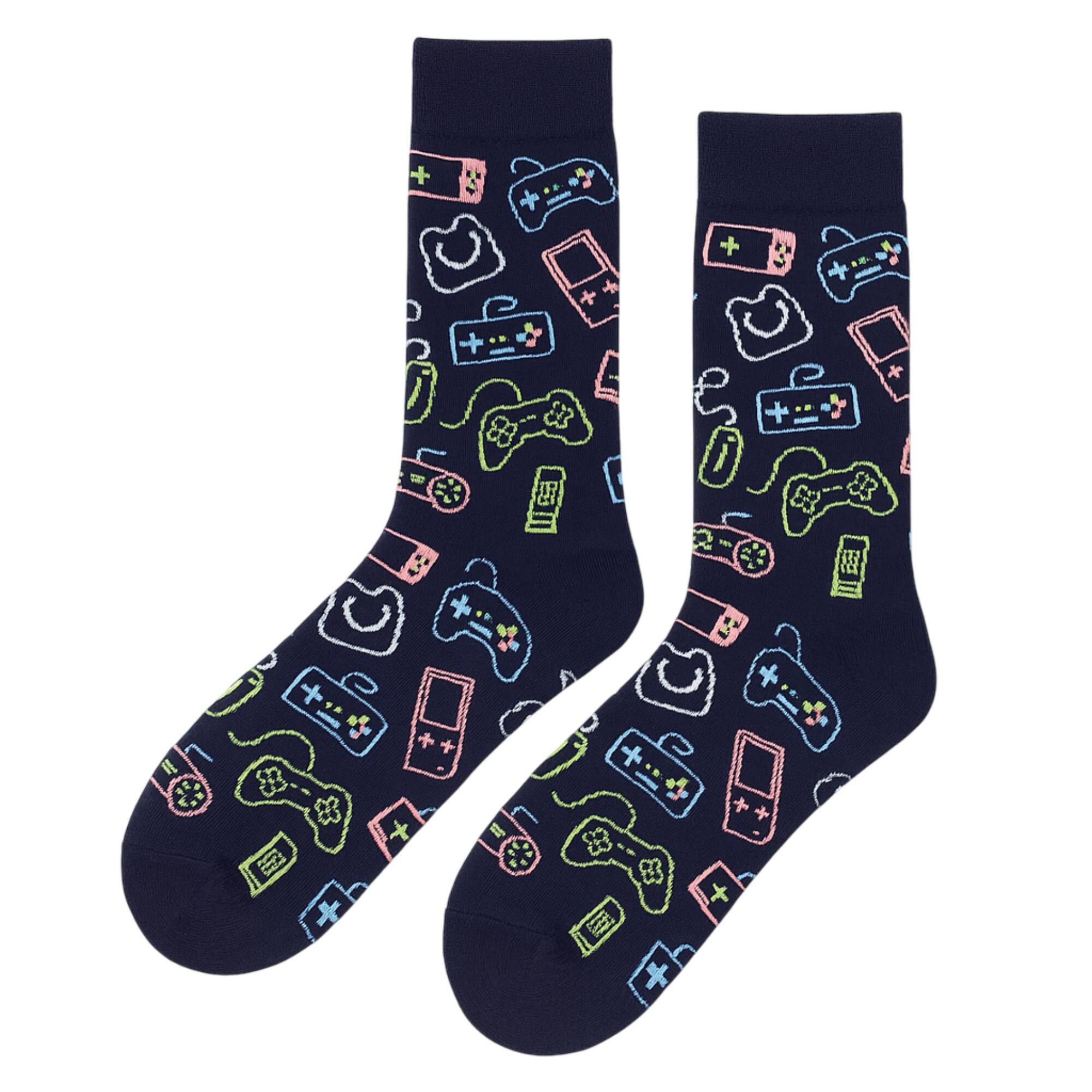 Calcetines Altos Divertidos Unisex con Dibujos de Consolas, Talla única 27-35