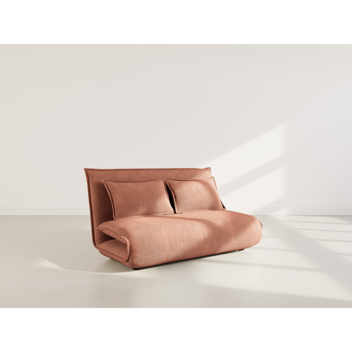 Candice - Banquette 2 places convertible clic-clac en velours côtelé - Terracotta