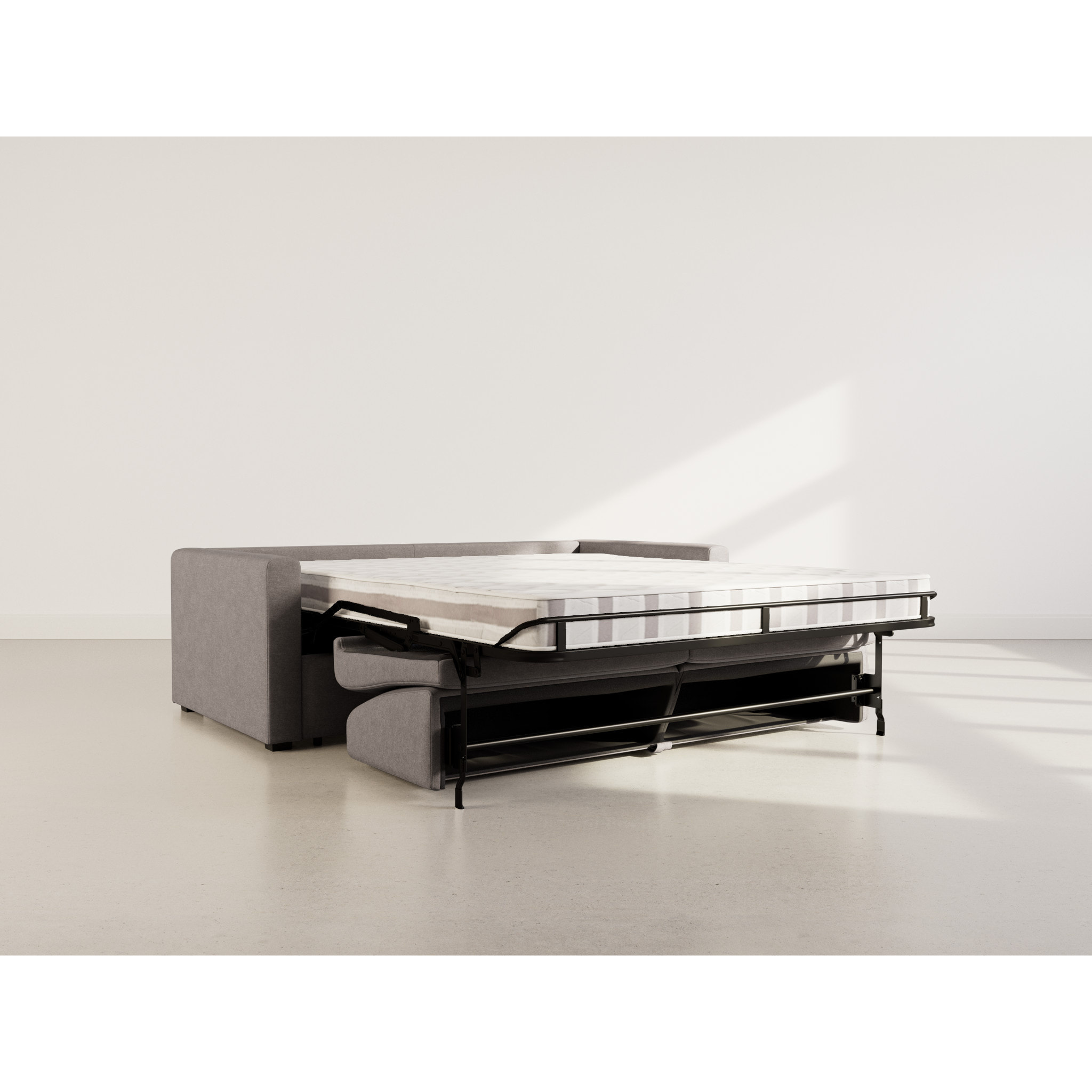 Julia - canapé lit 3 places convertible express couchage quotidien 140 cm matelas 14 cm en tissu - Gris