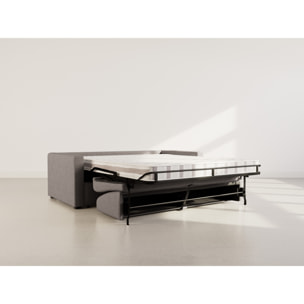 Julia - canapé lit 3 places convertible express couchage quotidien 140 cm matelas 14 cm en tissu - Gris
