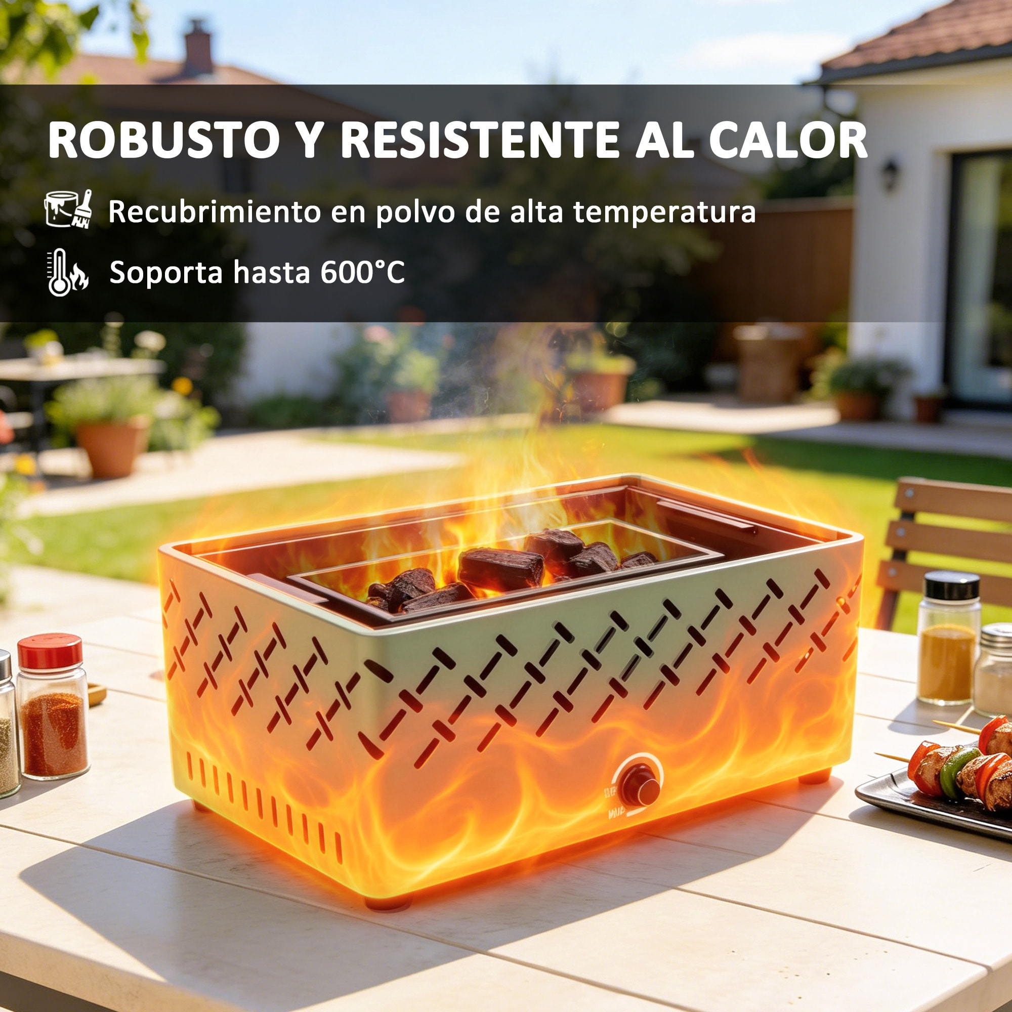 Barbacoa de Carbón, Barbacoa Portátil, 45,5x29x21 cm, con Ventilador Integrado, Temperatura Ajustable y Bandeja de Carbón, para Camping, Picnic, Fiesta en Jardín, Verde Claro