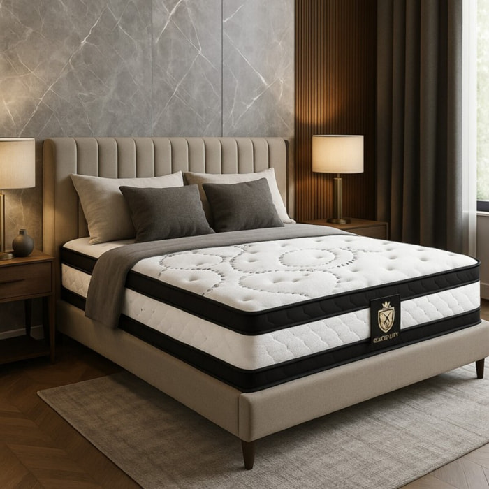 Matelas Excellence | 30 cm | Mémoire de forme et Ressorts ensachés | Réduit les points de pression | Soutien morphologique
