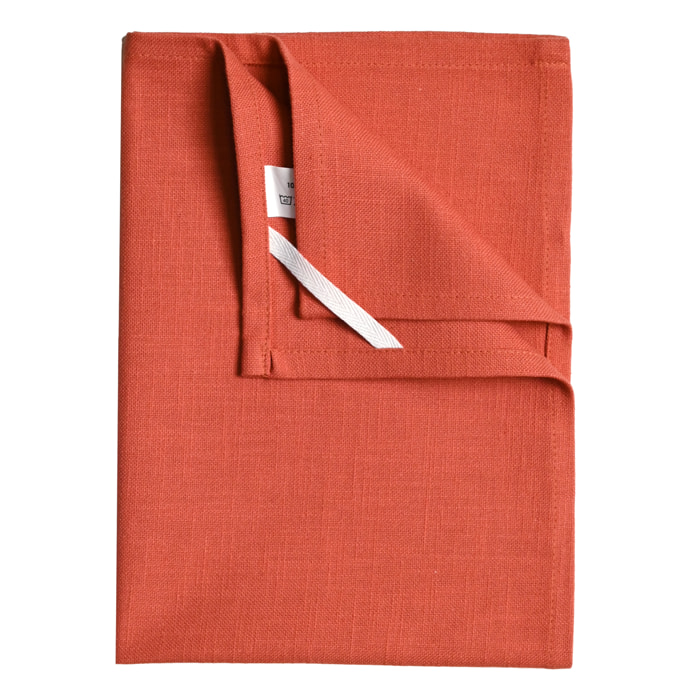 Torchon de cuisine en coton uni aspect tissé - Terracotta