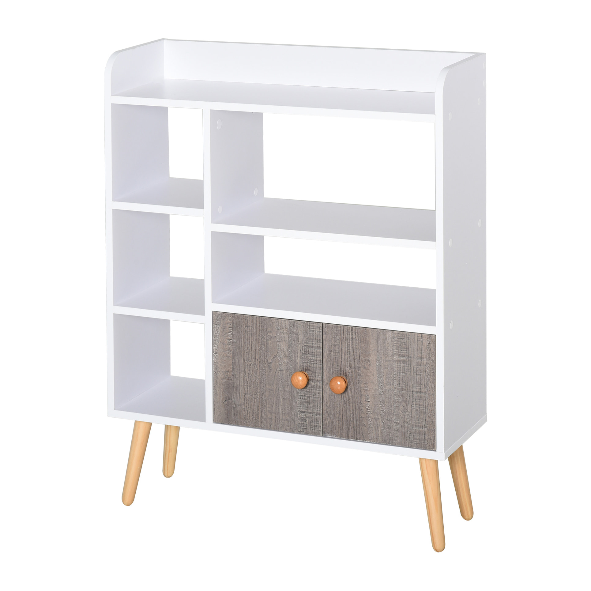 Bibliothèque scandinave multi-rangements blanc gris