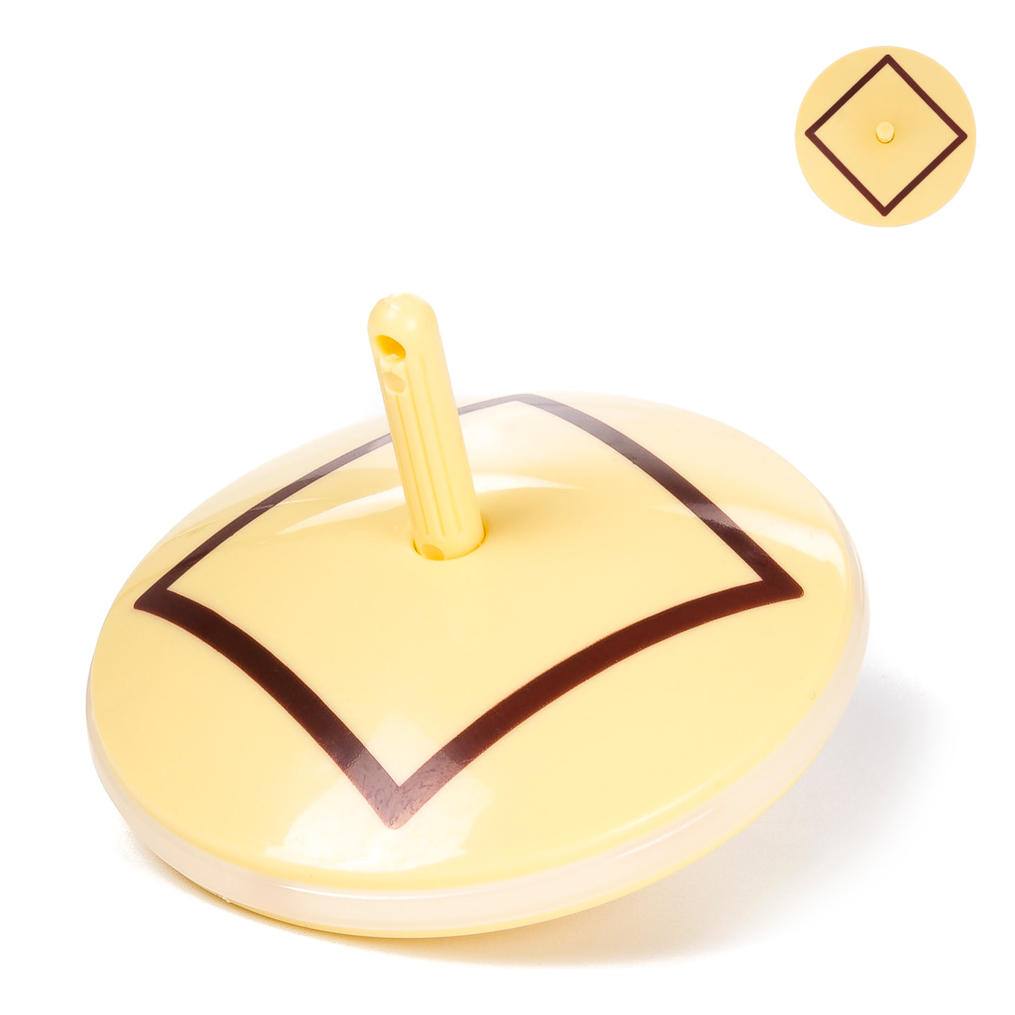 DAM Spinning Speed Twirl Top Squid con luces led. Diseño galleta con Cuadrado. 6x6x4,5 Cm. Color: Beige